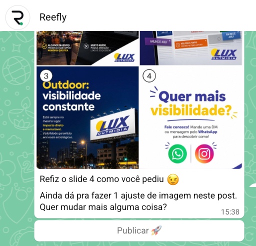 Carrossel pronto e publicado pelo WhatsApp